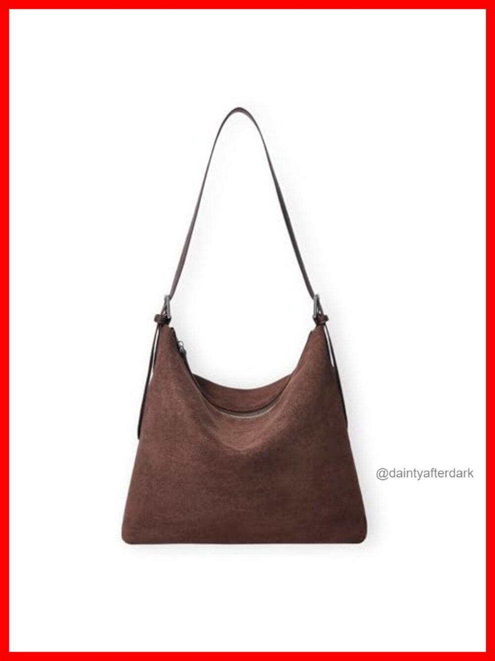 Faux Suede Hobo Bag Slouchy Shoulder Purse Adjustable Strap